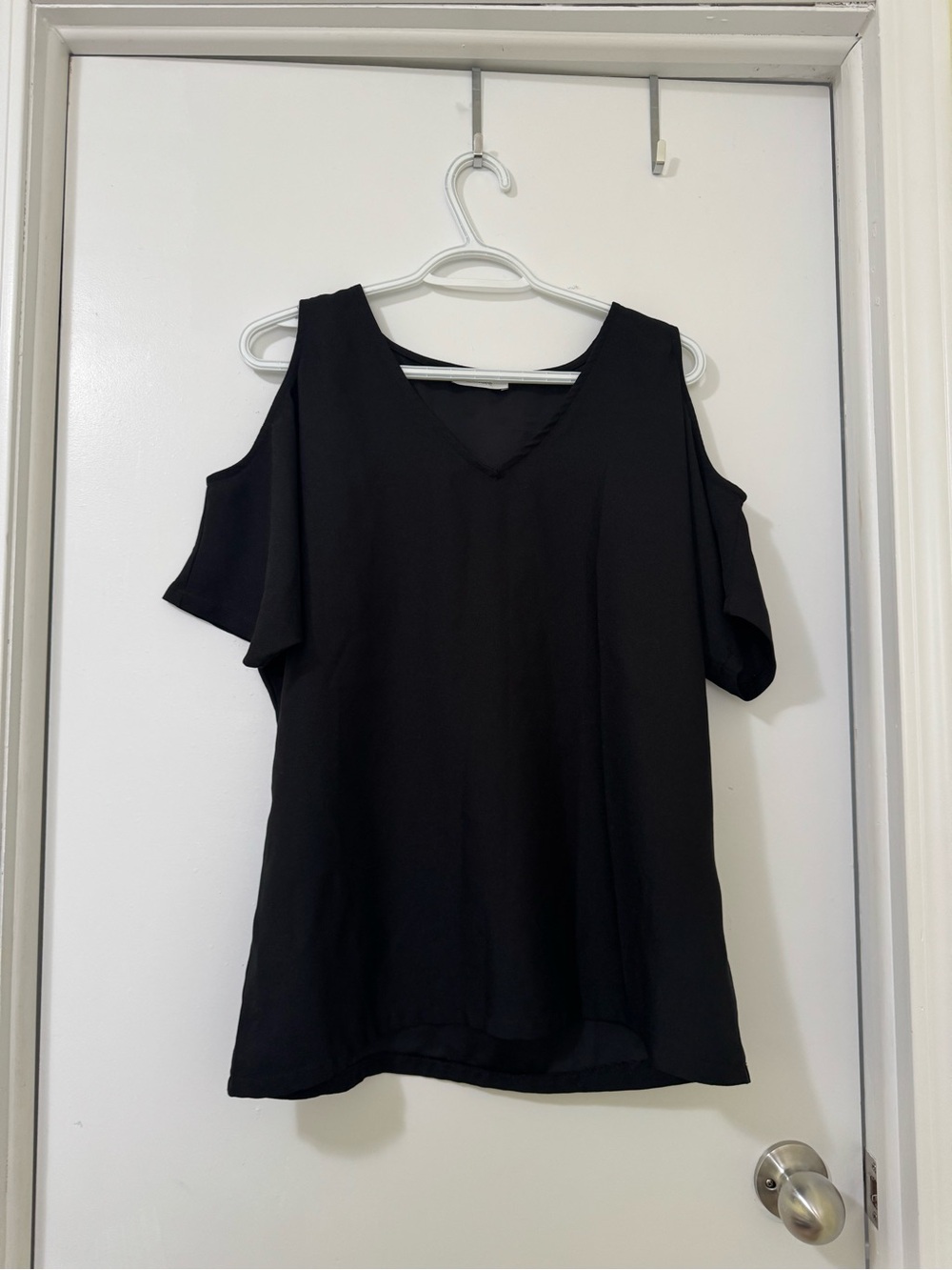 mandee Black Cold-Shoulder V-Neck Blouse